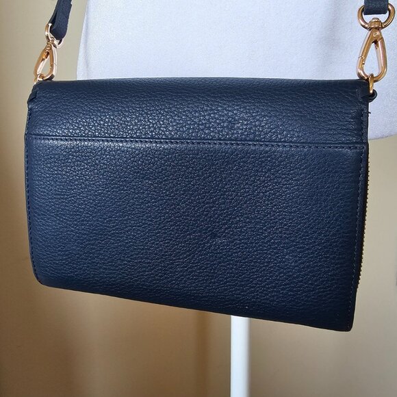 Tory Burch Marion Flat Wallet Crossbody Bag - Navy Blue - EXCELLENT! - Picture 4 of 7
